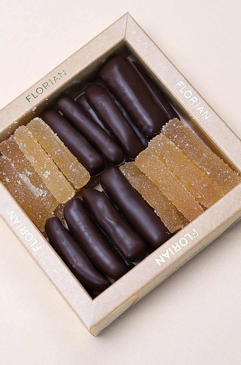 Sugared ginger and chocolate coated ginger by Confiserie Florian