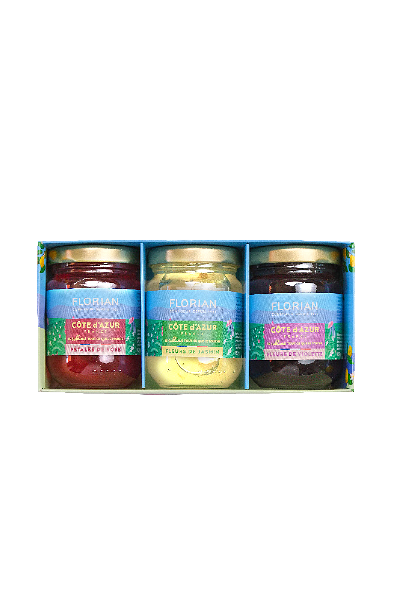 Set of 3 flower preserves - Côte d'Azur France - Confiserie Florian