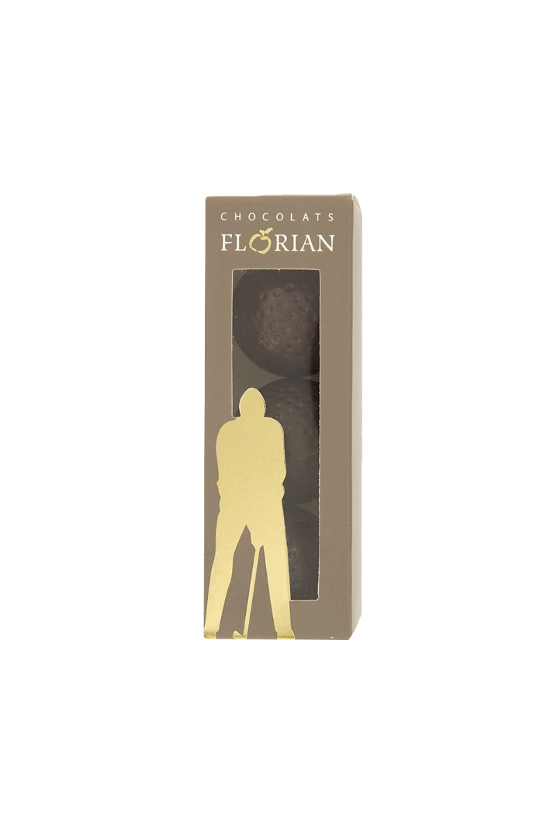 Box of 3 dark chocolat golf balls - Confiserie Florian
