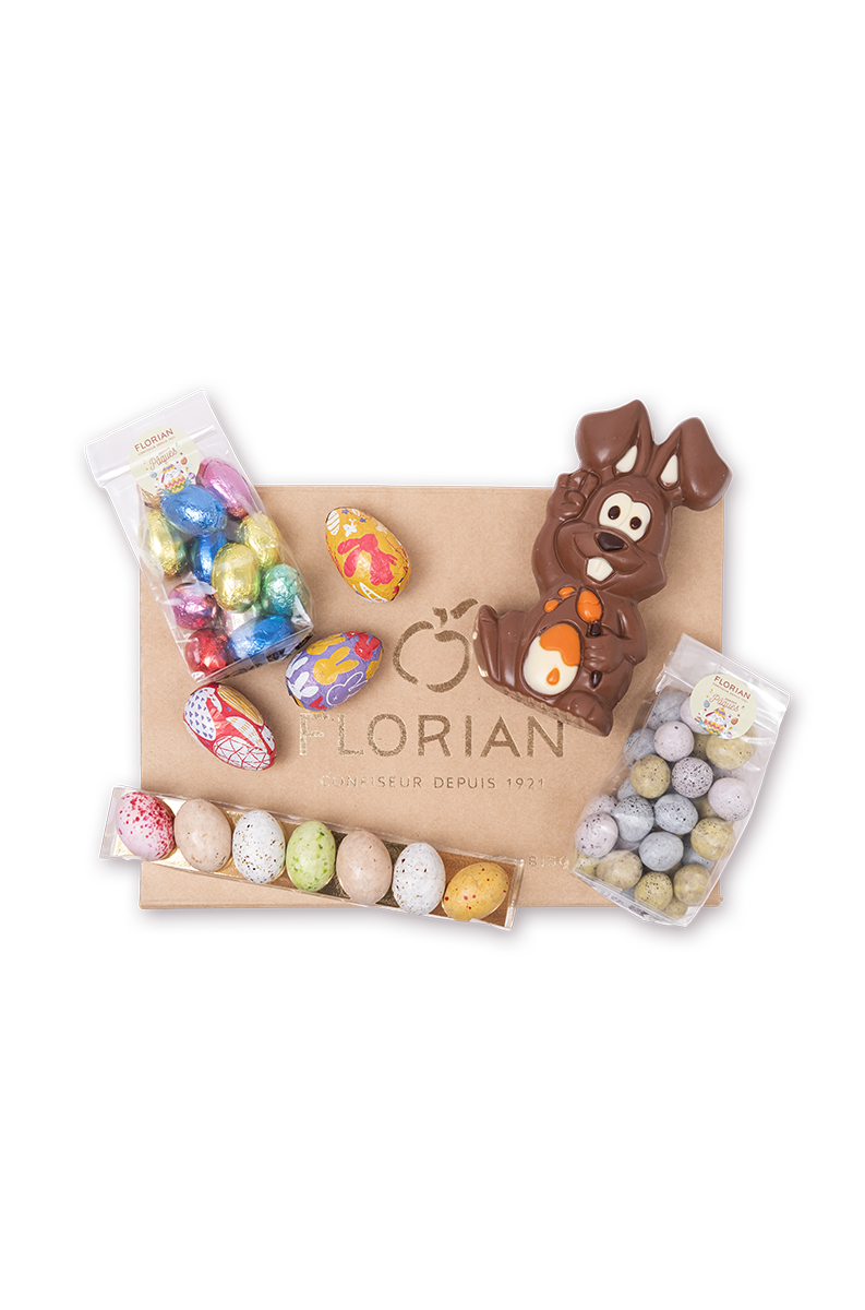 Coffret traditionnel de Pâques - Confiserie Florian
Chocolat de Pâques, lapin en chocolat, œufs en chocolat