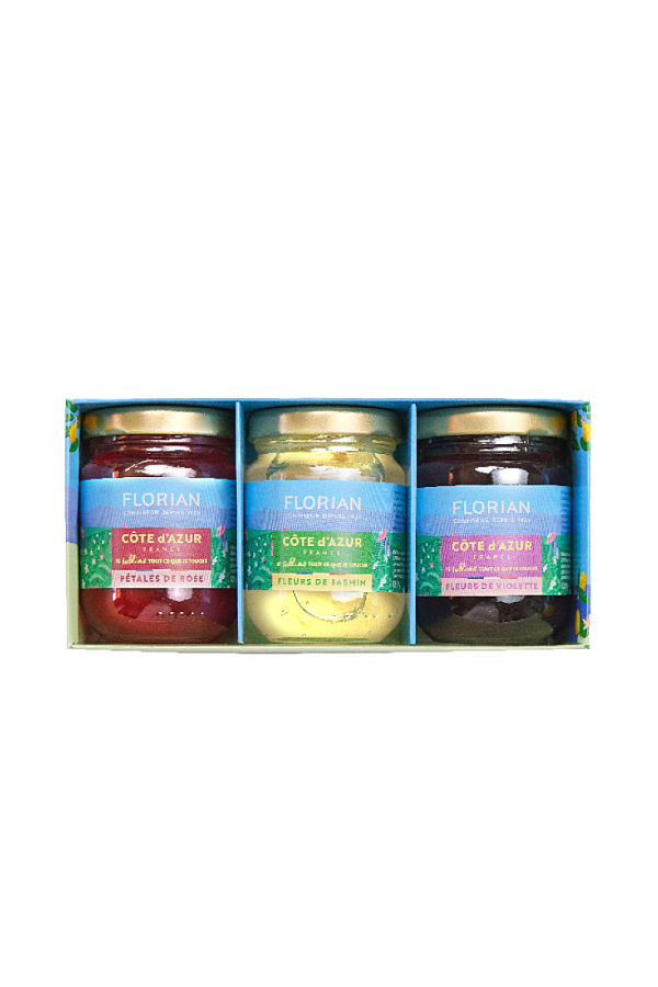 Set of 3 flower preserves - Côte d'Azur France - Confiserie Florian