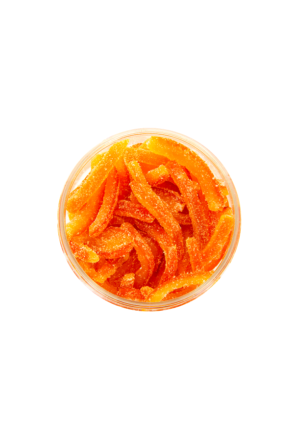 orange peel strips coated in sugar