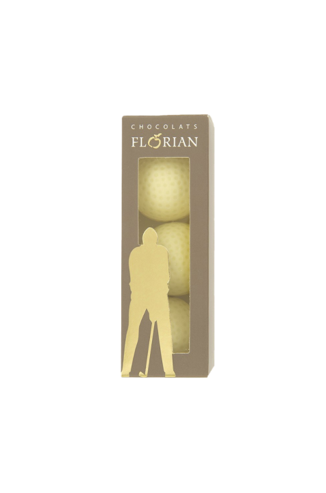 Balles de golf en chocolat blanc par 3 - Confiserie Florian