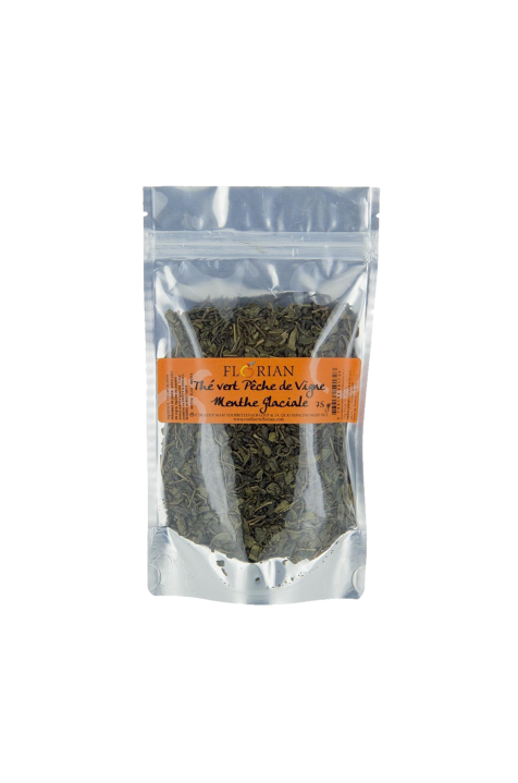 Green tea with vine peach and mint