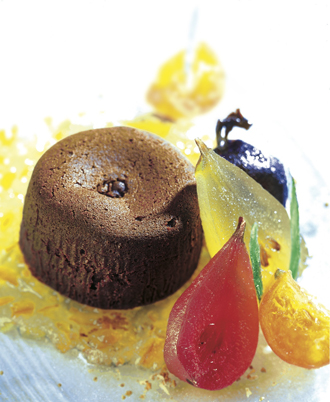 Recette: Fondant chocolat, confiture d'orange amère et fruits confits | Confiserie Florian